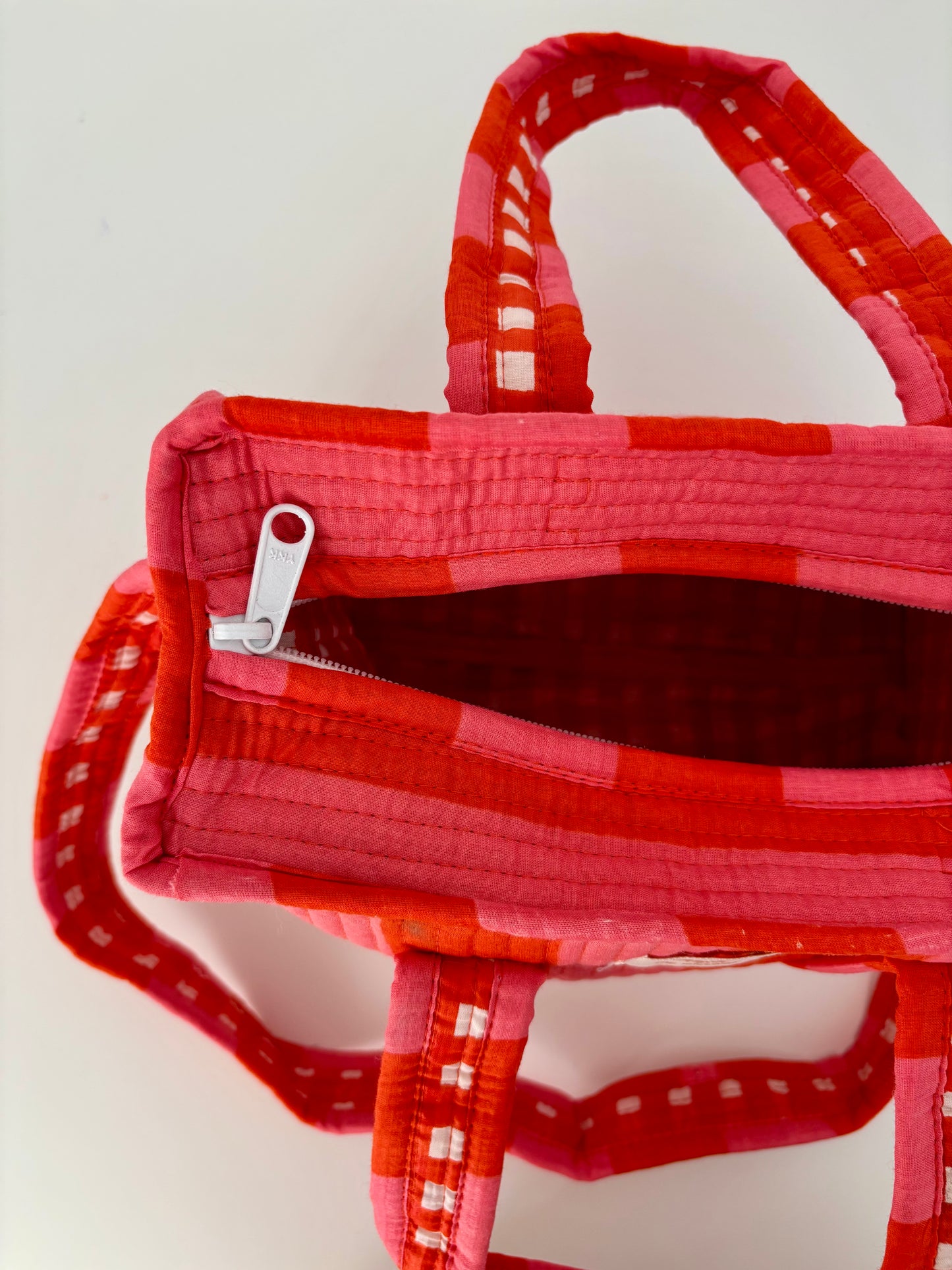 Coral Stripes Mini Quilted Bag