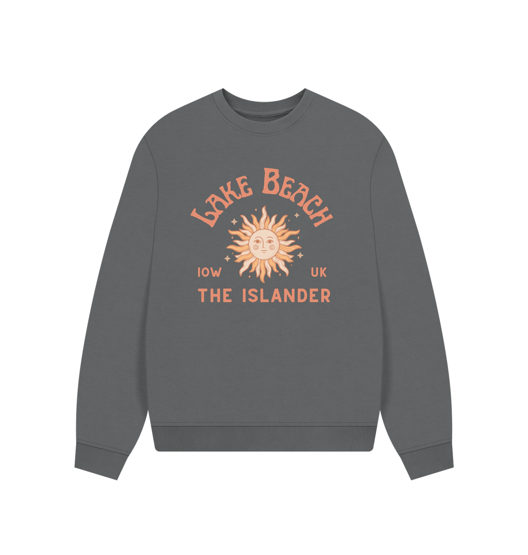 Slate Grey Lake Beach - The Islander - Women's Oversized Style Sweatshirt