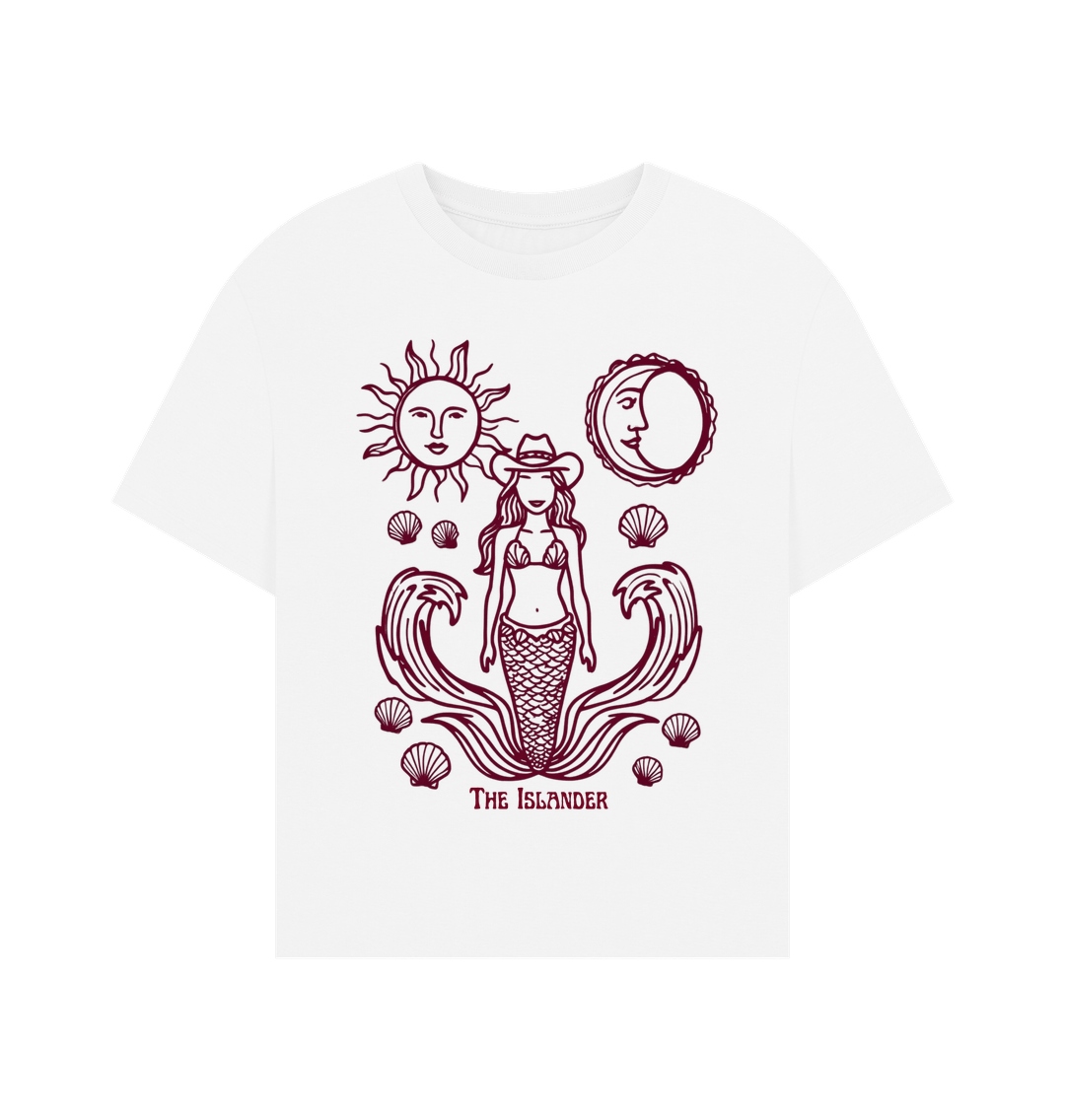White Coastal Cowgirl, Sun & Moon - Women's Oversized Style T Shirt - Organic Cotton