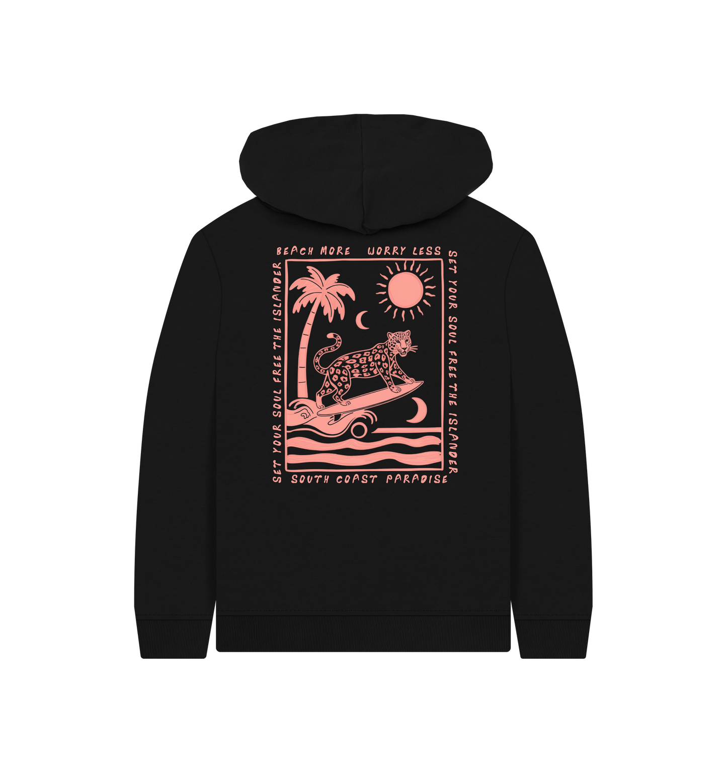 Black Printed Kids Hoodie Back