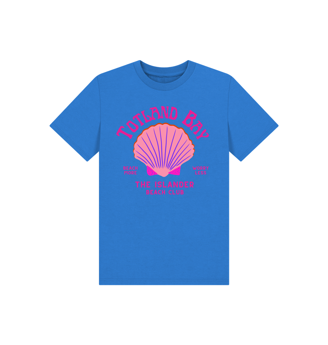 Bright Blue Totland Bay - Pink Beach Club - Kids T Shirt