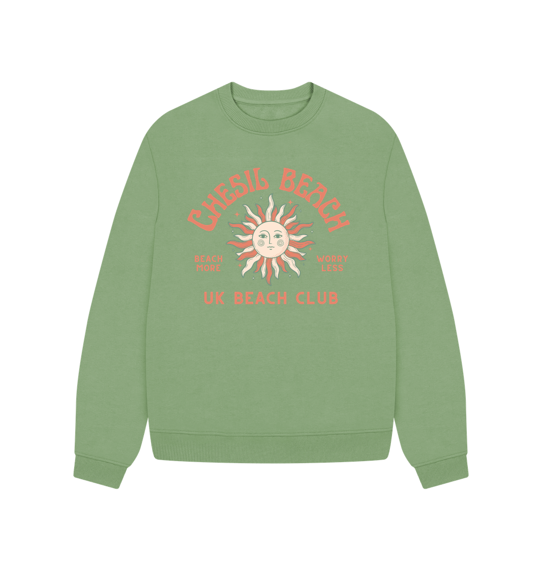 Sage Chesil Beach - UK Beach club  - Women's Oversized style sweatshirt - Dorset Beach