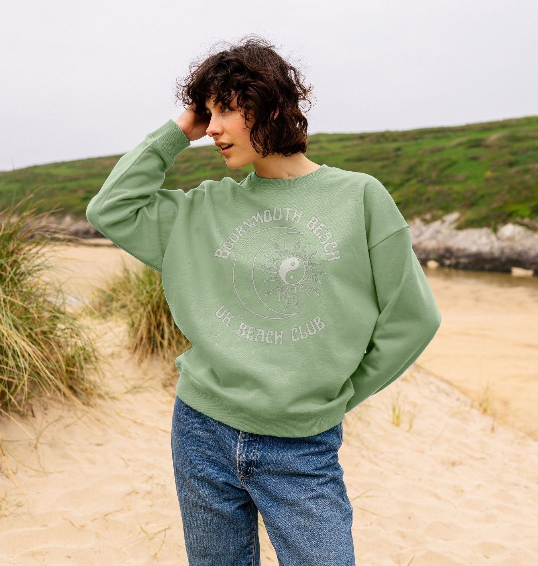 Bournemouth Beach - UK Beach club  - Women's oversized sweatshirt- Sun and Moon design