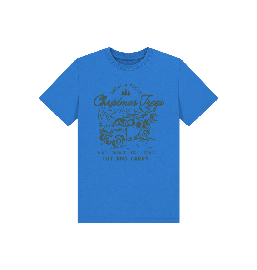 Bright Blue Christmas Tree - Kids T Shirt