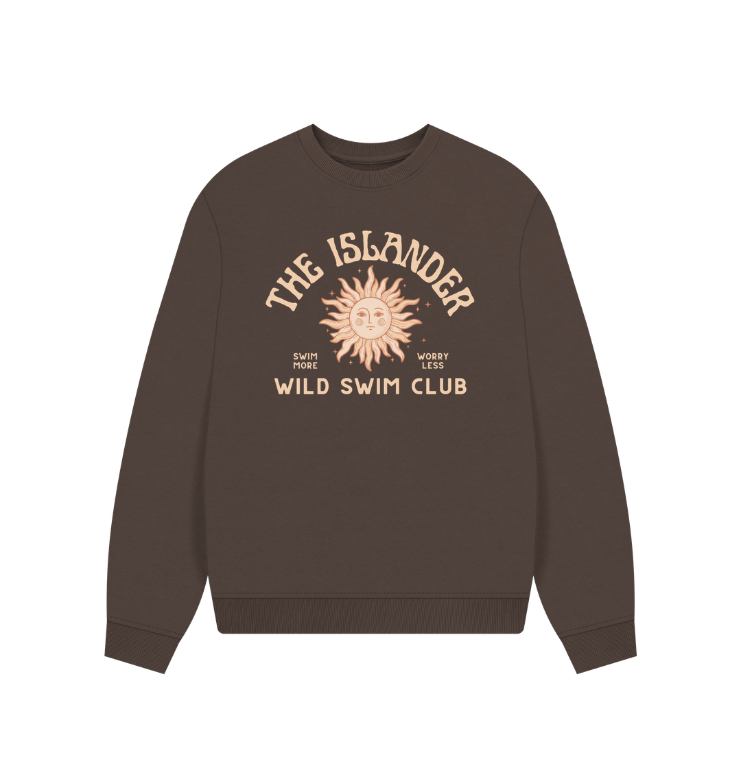 Chocolate The Islander - Wild swim Club - Women's Oversized Style Sweatshirt