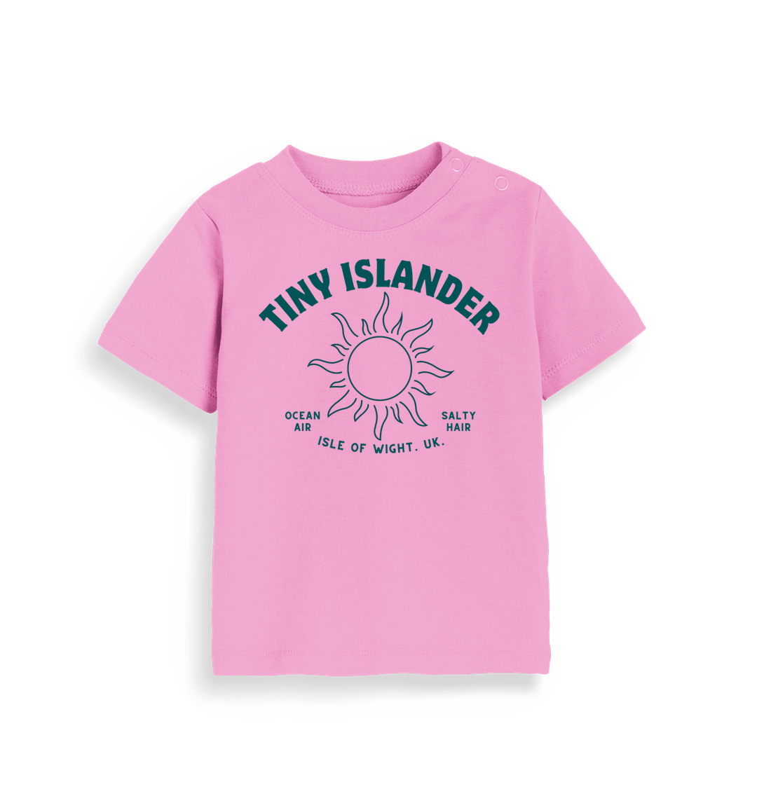 Bubblegum Pink Tiny Islander Blue - Organic Cotton Baby T Shirt