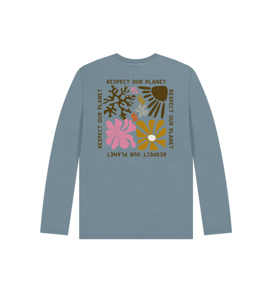 Respect Our Planet - Kids Long Sleeve T Shirt  - Organic Cotton