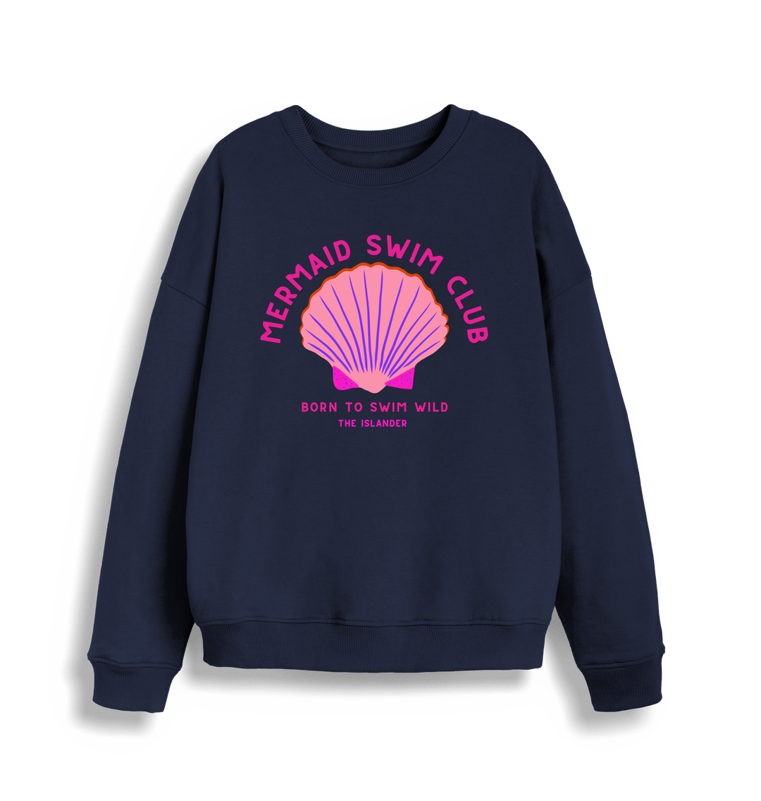 French Navy Mermaid Swim Club - Women's Oversized Style Sweatshirt