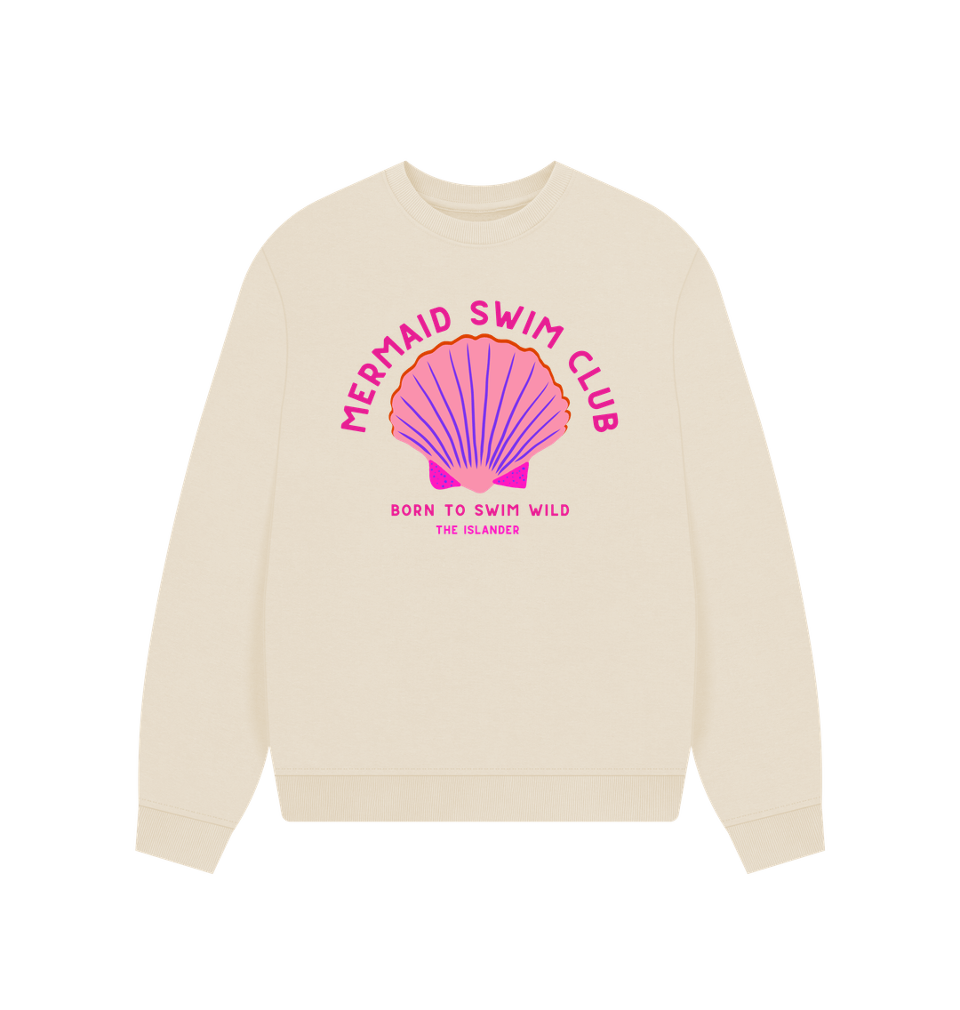 Oat Mermaid Swim Club - Pink Wild Swim Club - Women's Oversized Style Sweatshirt