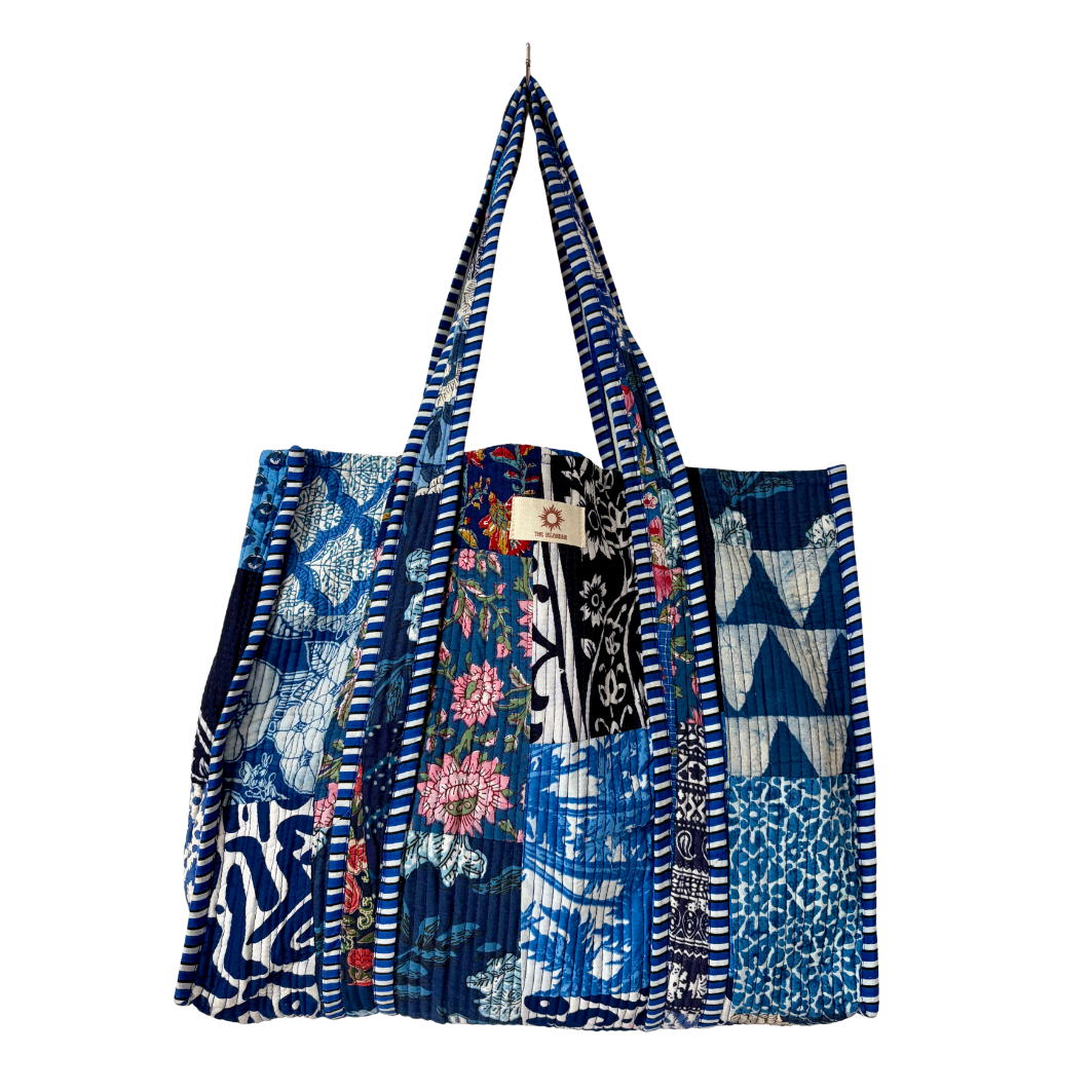 Blue Patchwork Shopper Tote (Reversible)