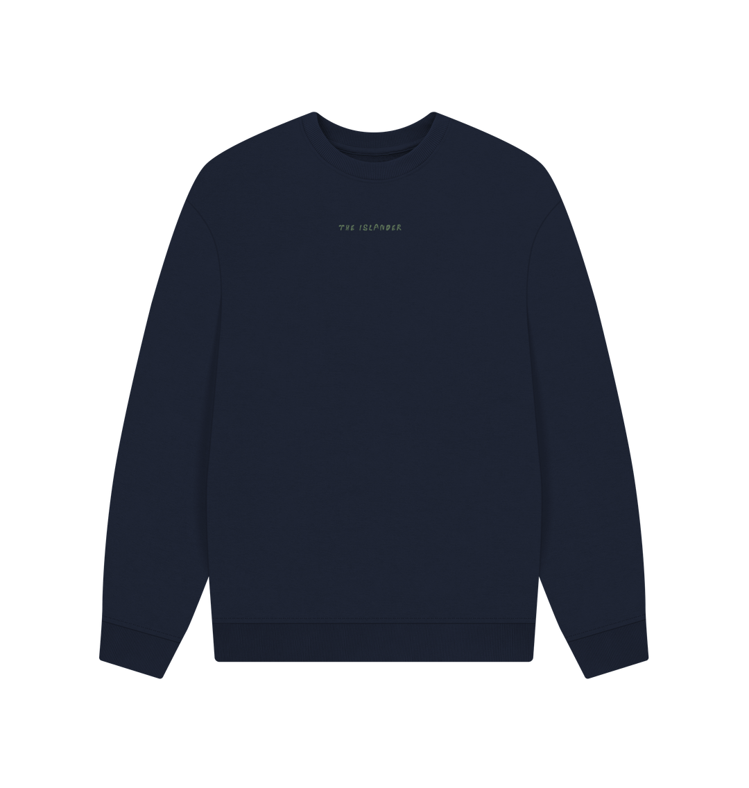 Navy Blue Abstract Island Life - Unisex Oversized Style Sweatshirt - Organic Cotton