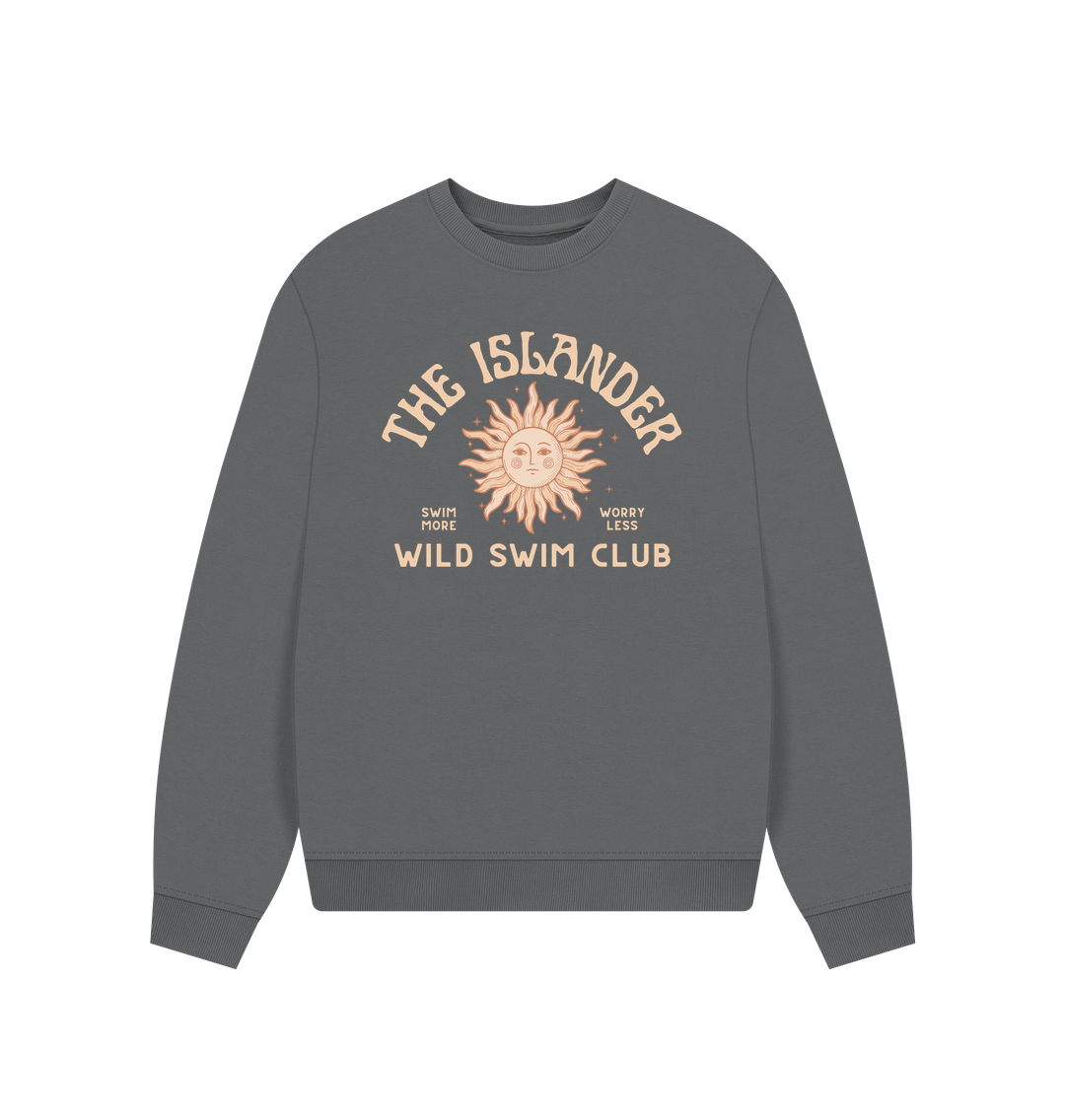 Slate Grey The Islander - Wild swim Club - Women's Oversized Style Sweatshirt