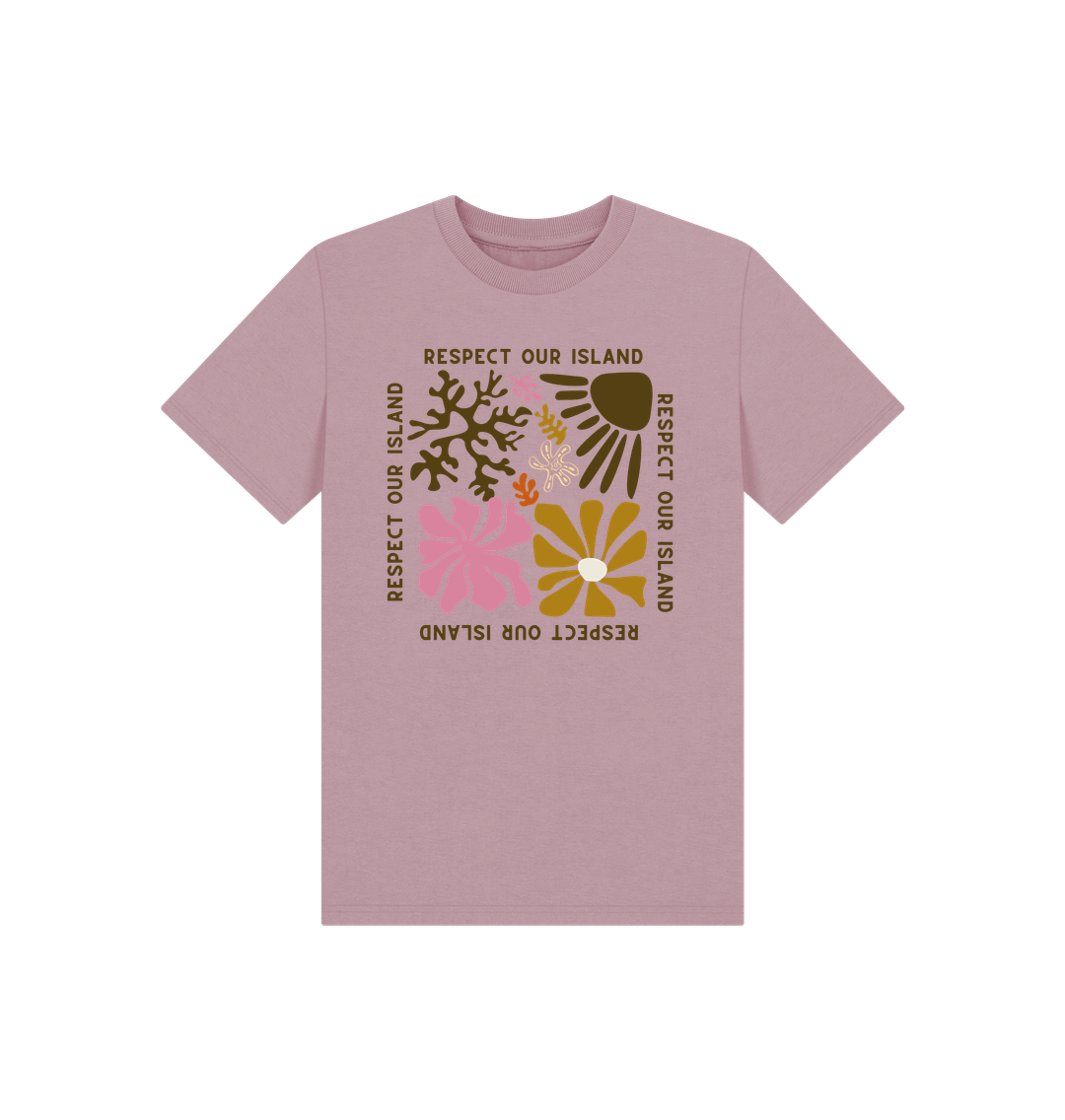 Mauve Respect Our Island - Kids T Shirt - Organic Cotton