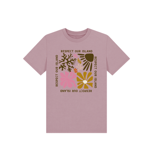 Mauve Respect Our Island - Kids T Shirt - Organic Cotton