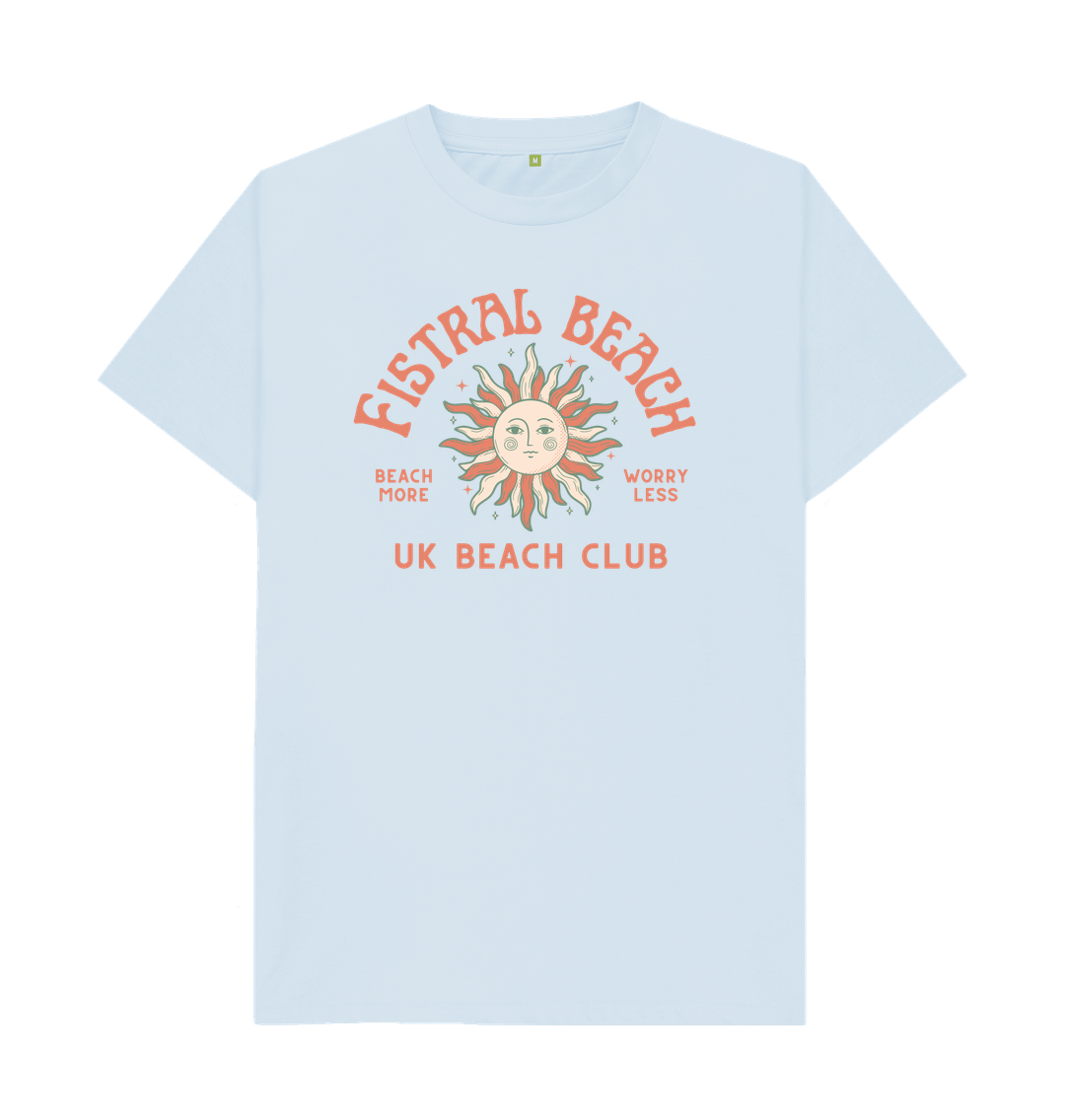Sky Blue Fistral Beach - UK Beach club Tee - Unisex Tshirt - Beach More\/Worry Less