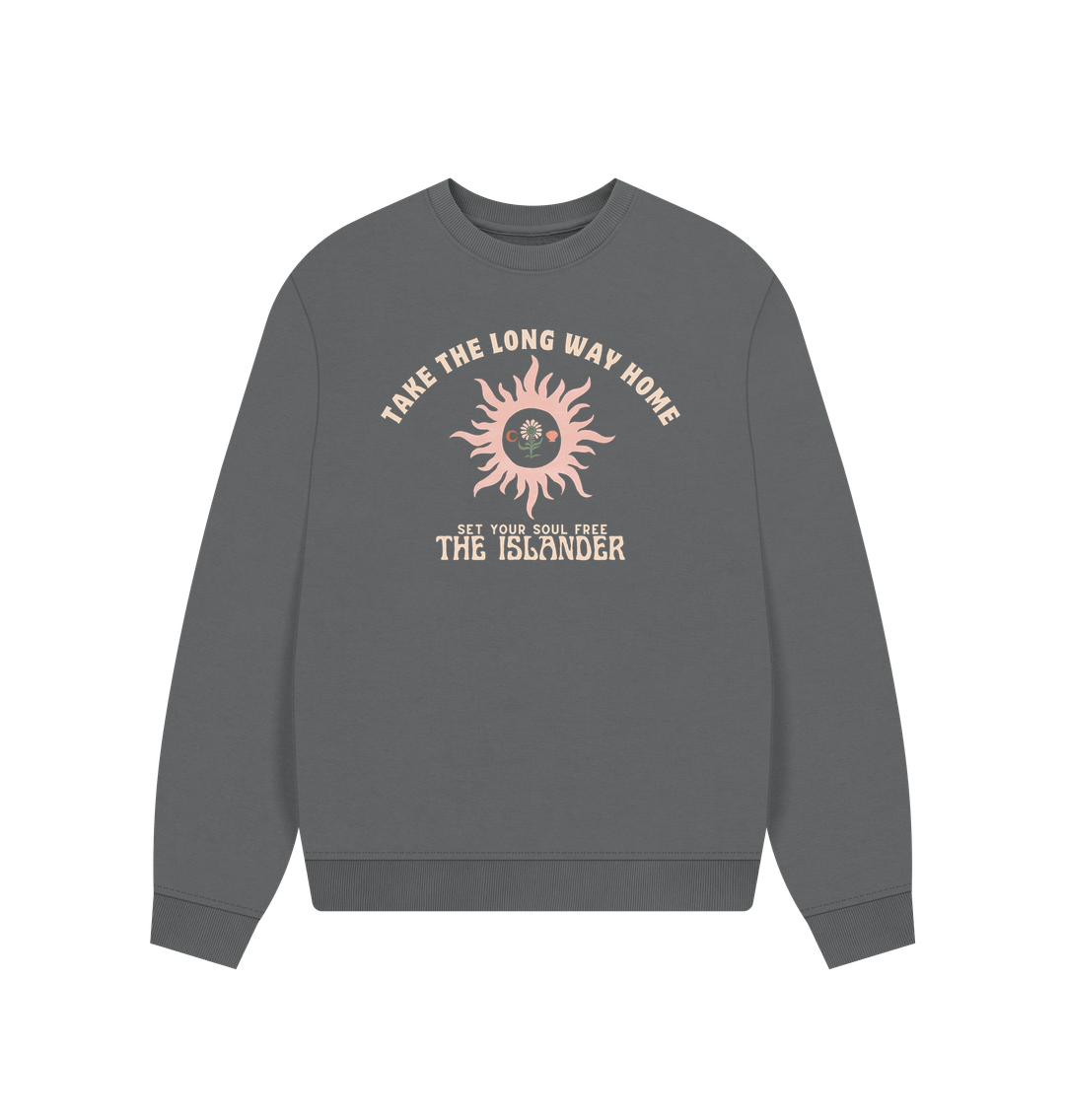 Slate Grey Set Your Soul Free - Womens Oversized Style Sweatshirt - Front Print