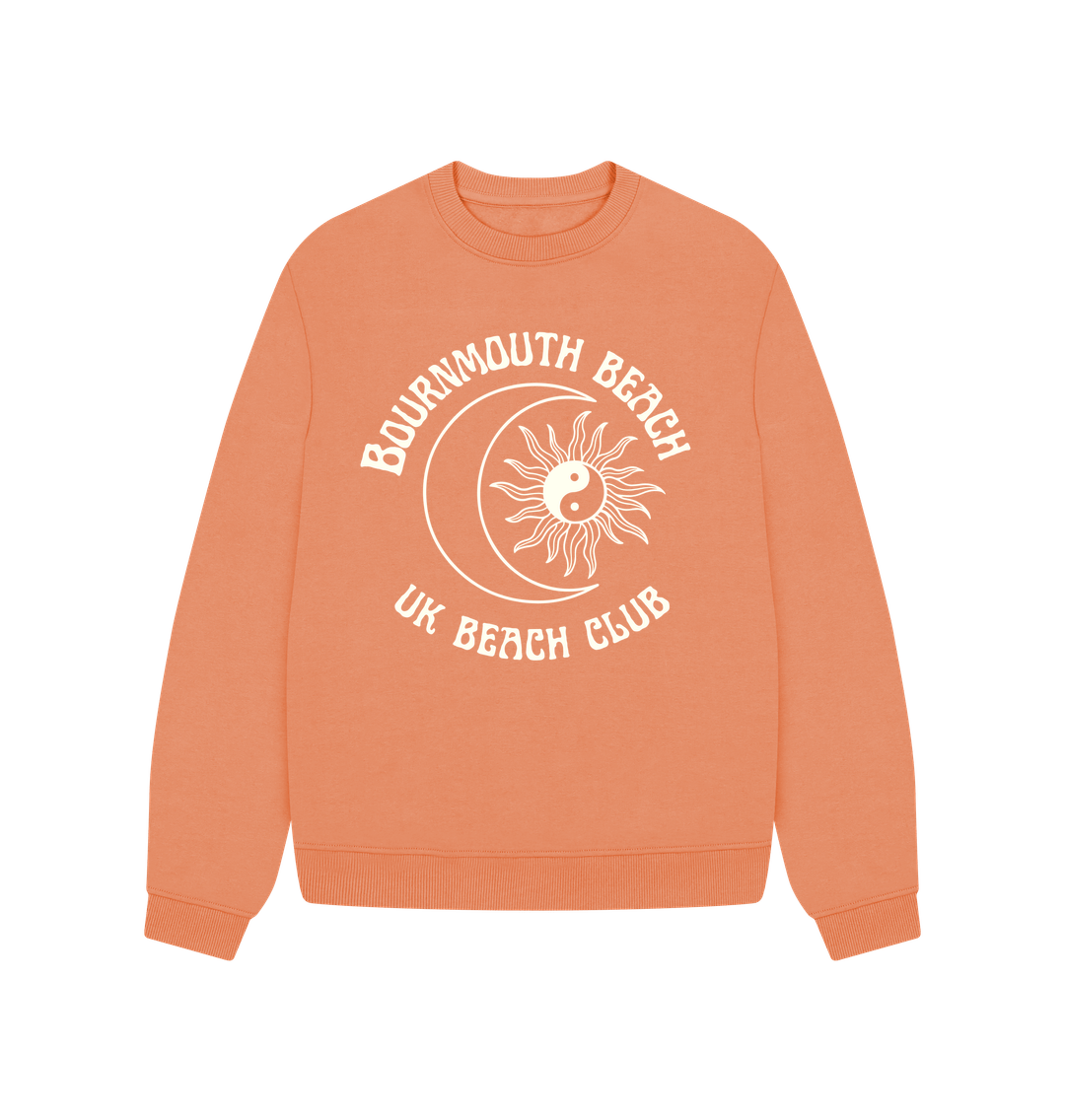 Apricot Bournemouth Beach - UK Beach club  - Women's oversized sweatshirt- Sun and Moon design