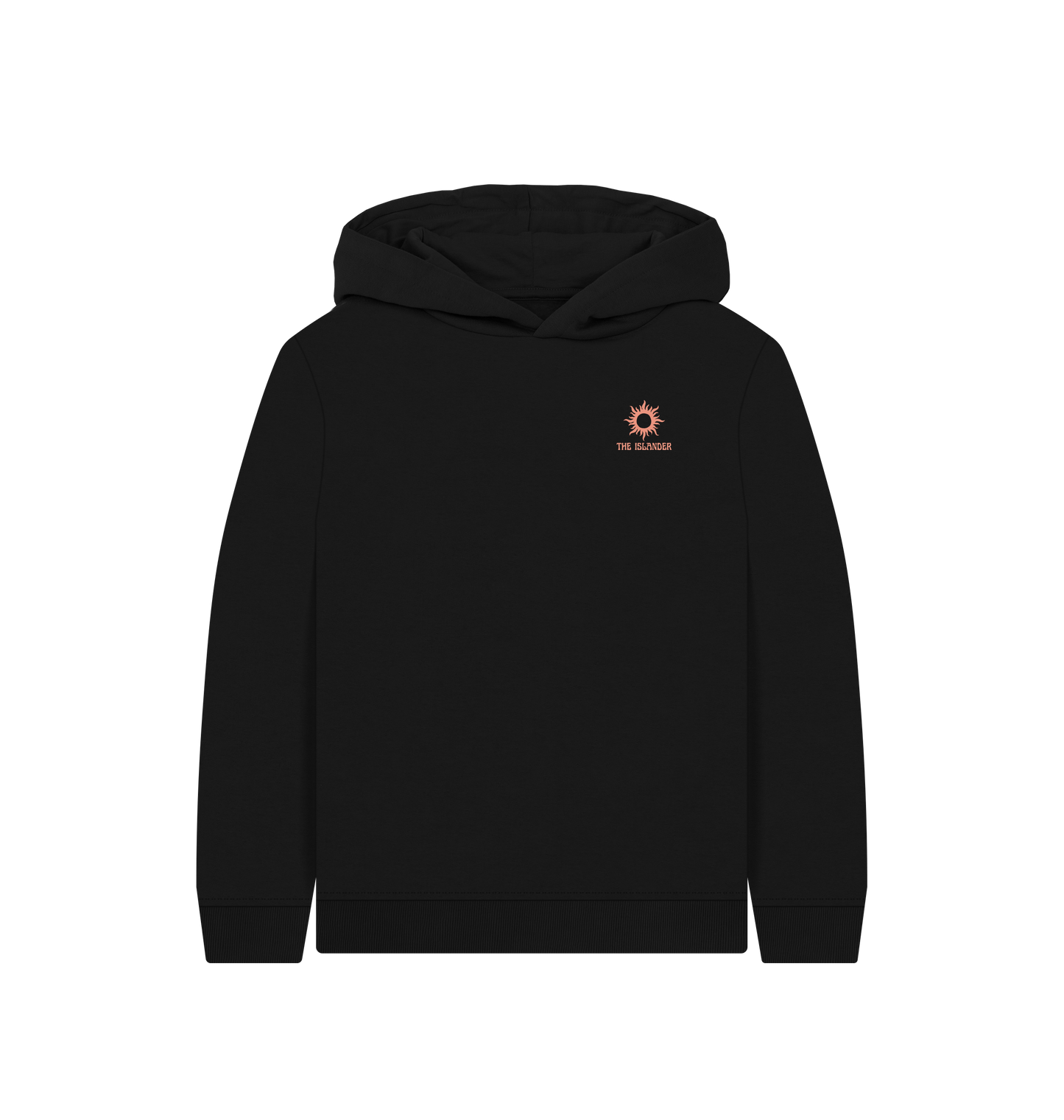 Black Printed Kids Hoodie Front