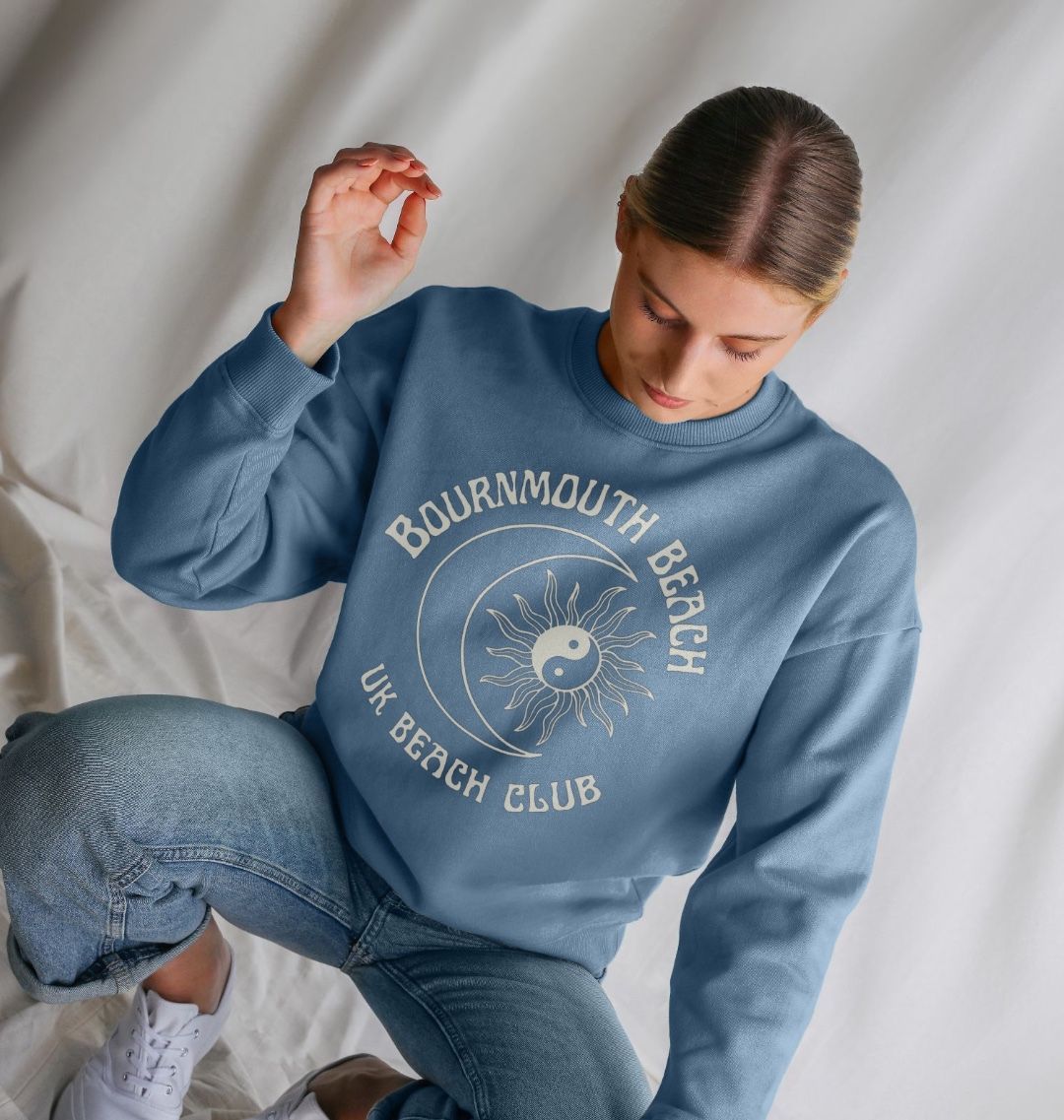 Bournemouth Beach - UK Beach club  - Women's oversized sweatshirt- Sun and Moon design