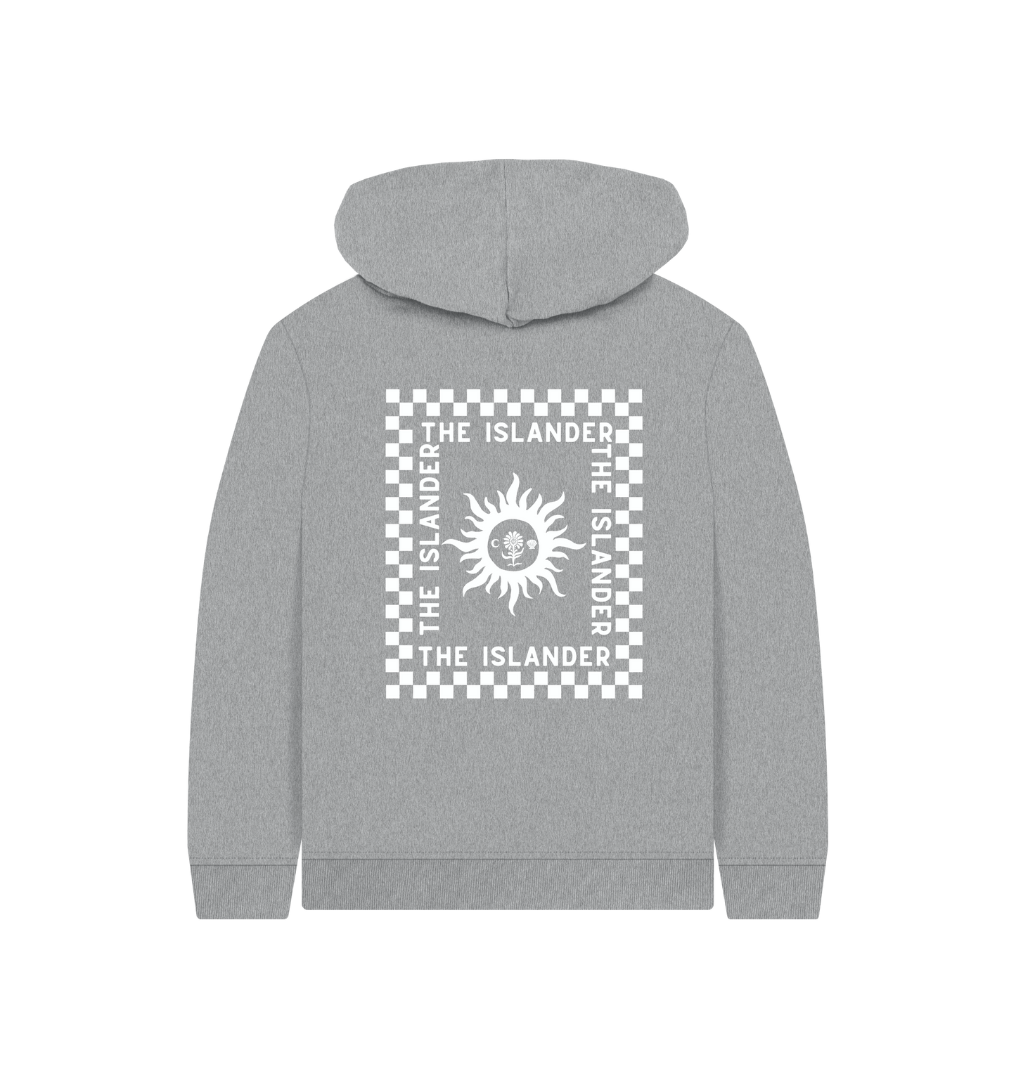 Athletic Grey Printed Kids Hoodie Back