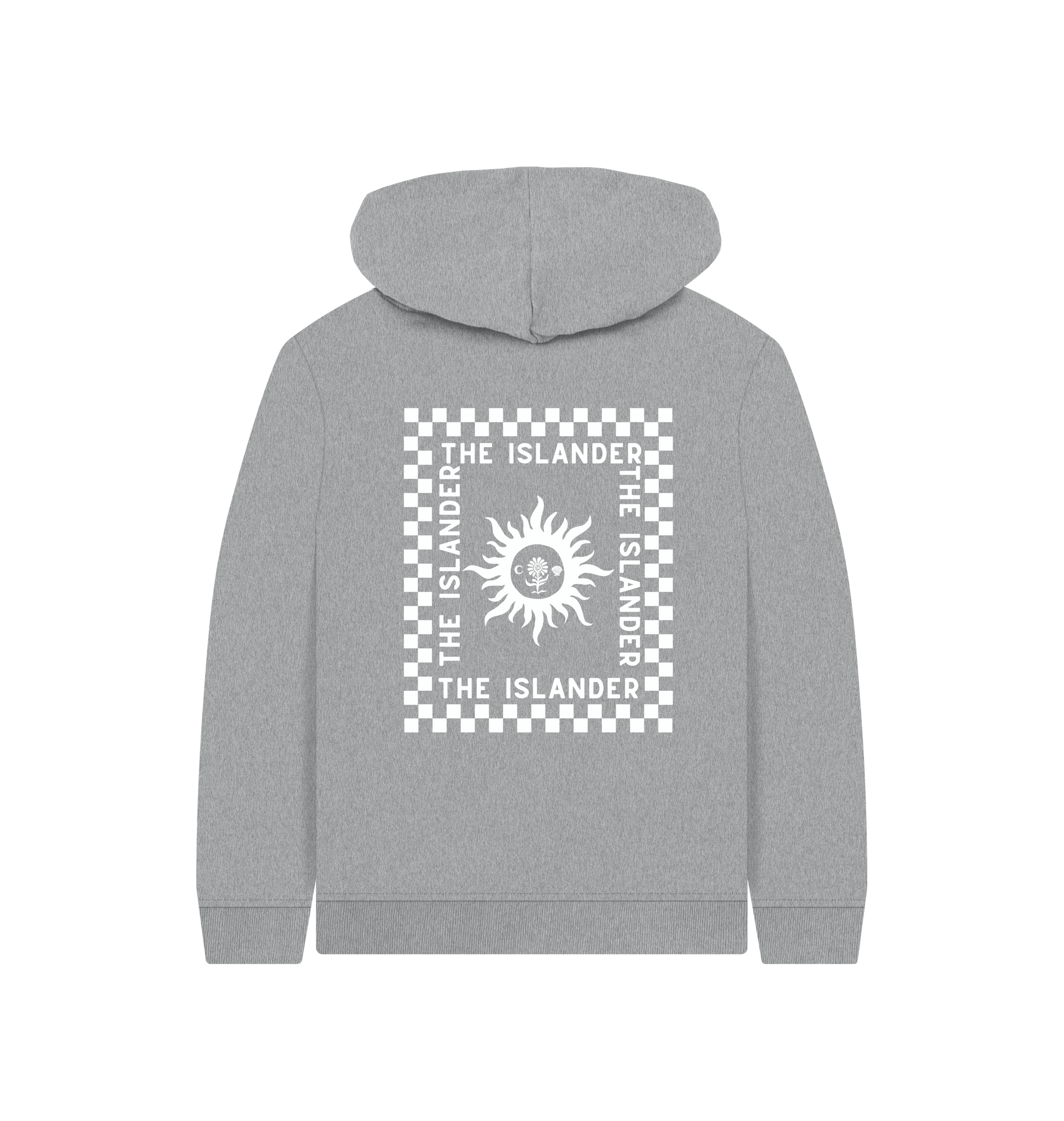 Athletic Grey Printed Kids Hoodie Back
