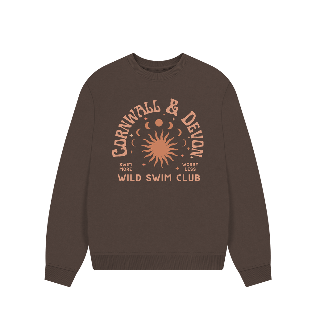 Chocolate Cornwall and Devon - Women's Oversized Style Sweatshirt - Wild Swim Club