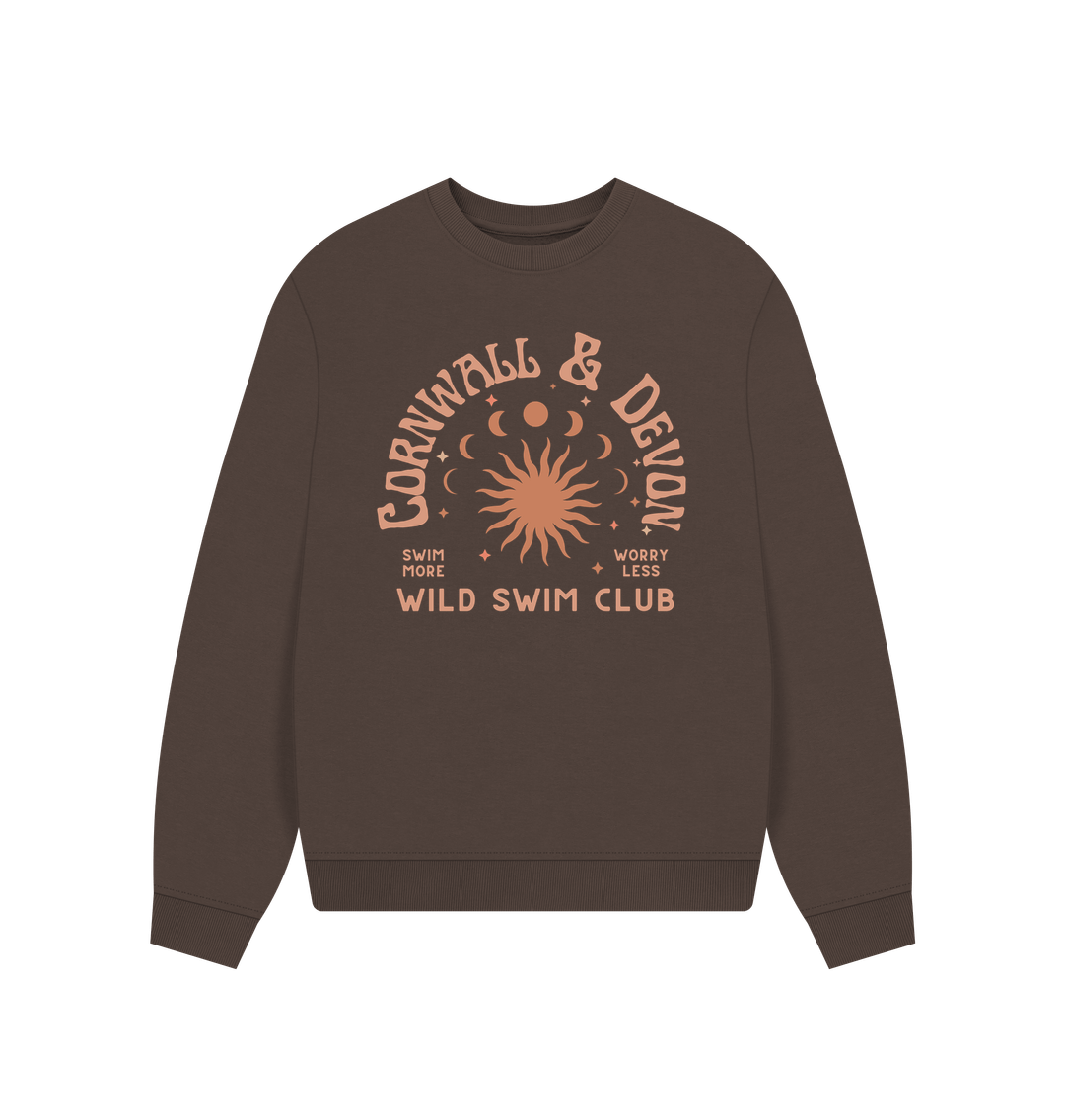 Chocolate Cornwall and Devon - Women's Oversized Style Sweatshirt - Wild Swim Club