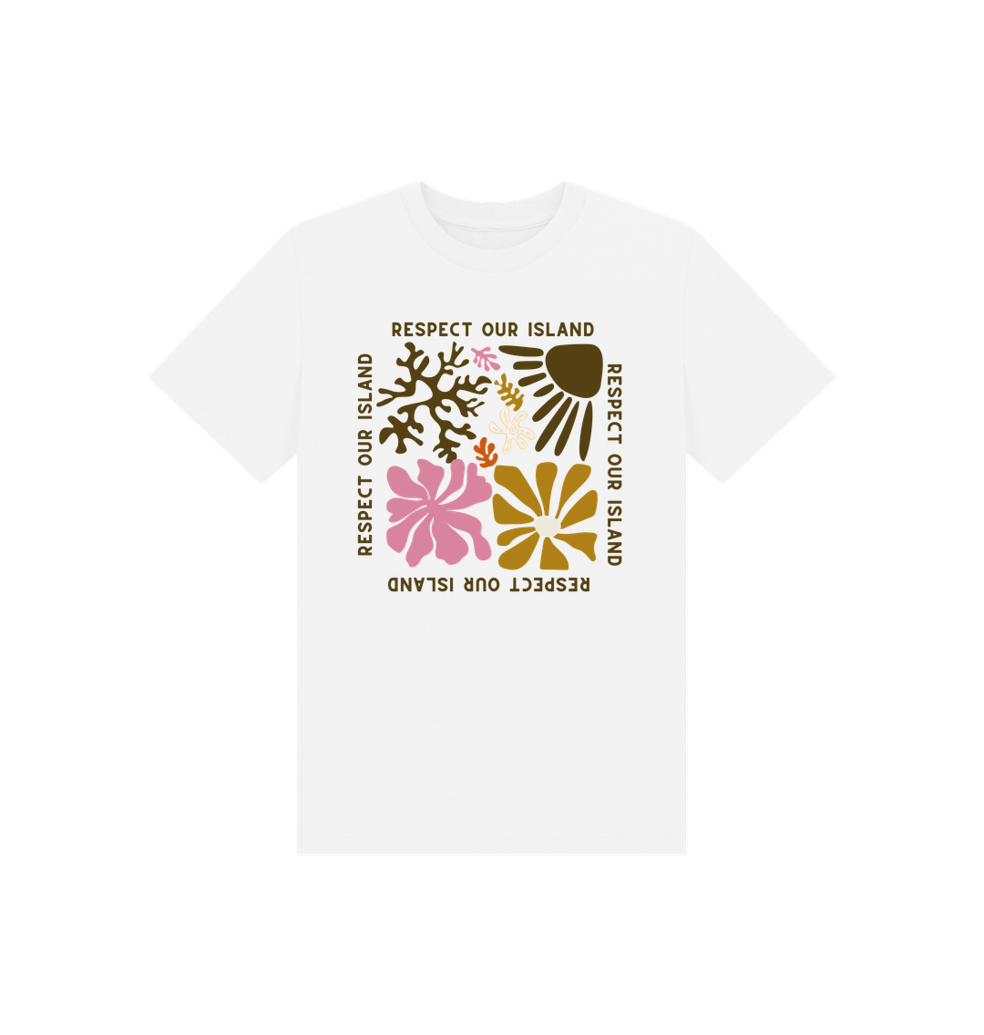 White Respect Our Island - Kids T Shirt - Organic Cotton