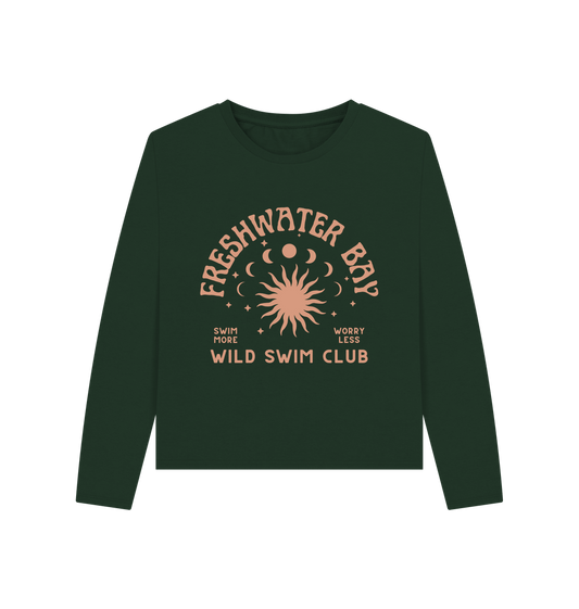 Evergreen Freshwater Bay - Women's Heavyweight Long Sleeve T Shirt - Wild Swim Club