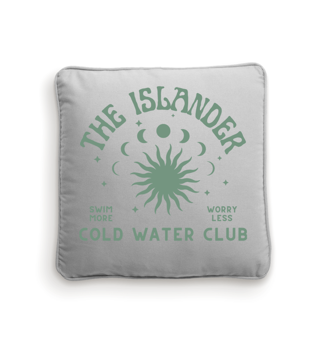 Natural/Light Grey Cold Water Club -  Fairtrade Organic Cotton Canvas Cushion Cover - 40x40cm