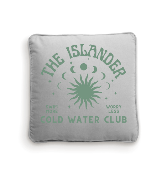 Natural/Light Grey Cold Water Club -  Fairtrade Organic Cotton Canvas Cushion Cover - 40x40cm