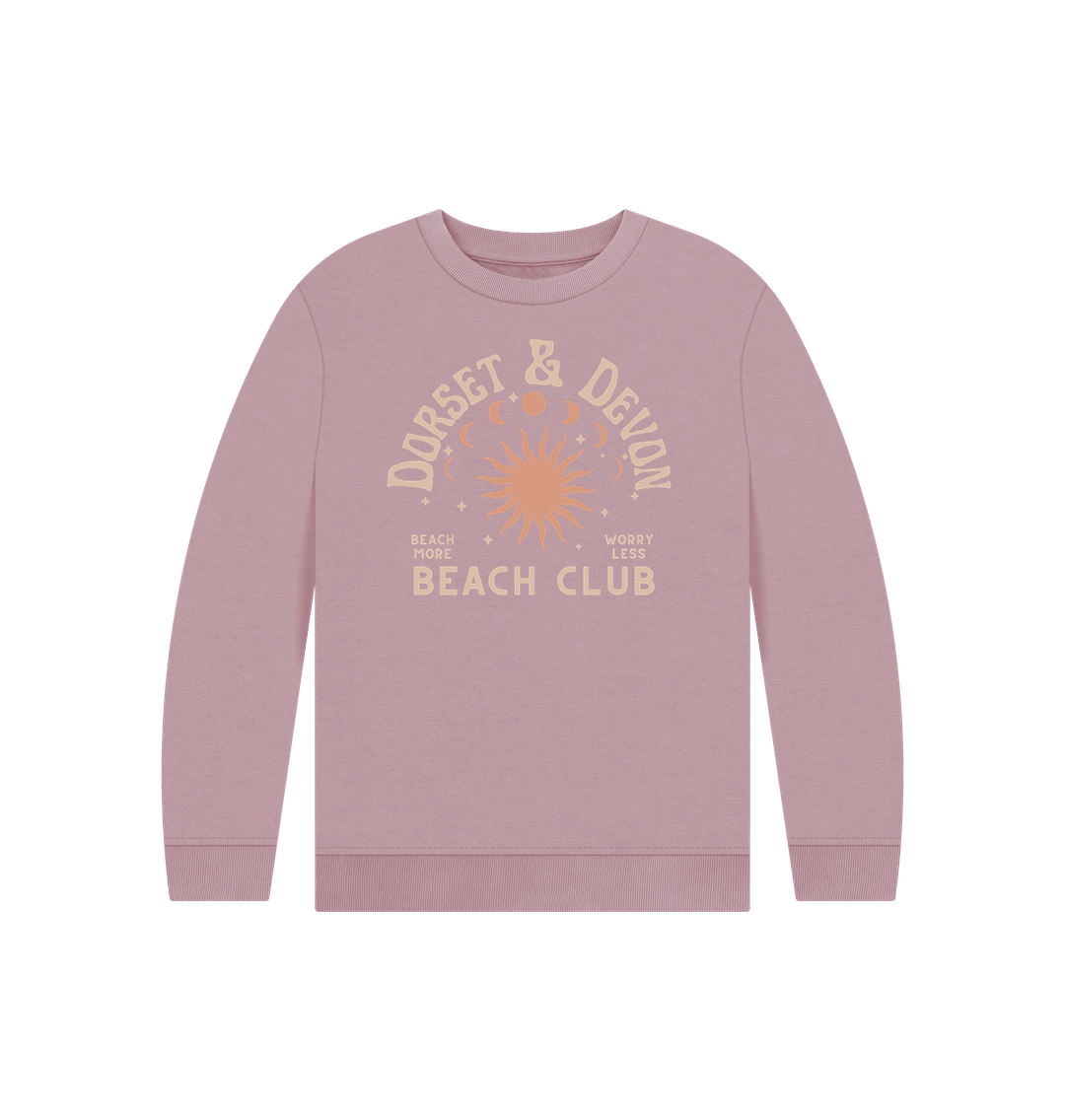 Mauve Dorset & Devon Beach Club - Kids Sweatshirt - Organic Cotton