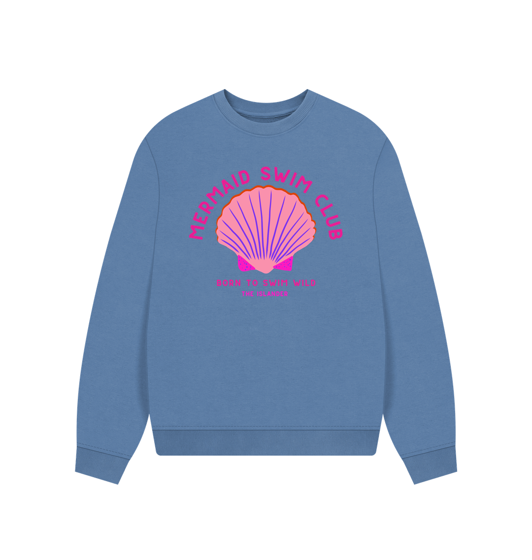 Solent Mermaid Swim Club - Pink Wild Swim Club - Women's Oversized Style Sweatshirt