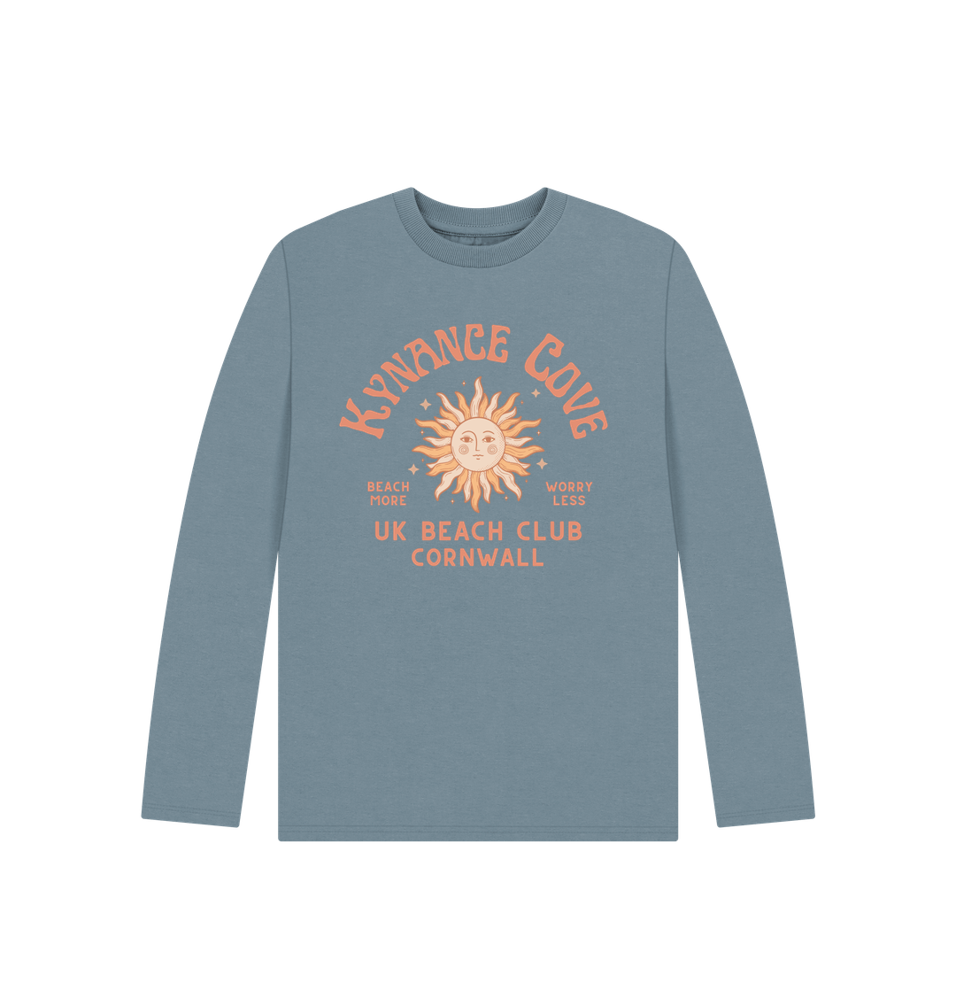 Stone Blue Kynance Cove - Cornwall - Kids Long Sleeve T Shirt - Organic Cotton