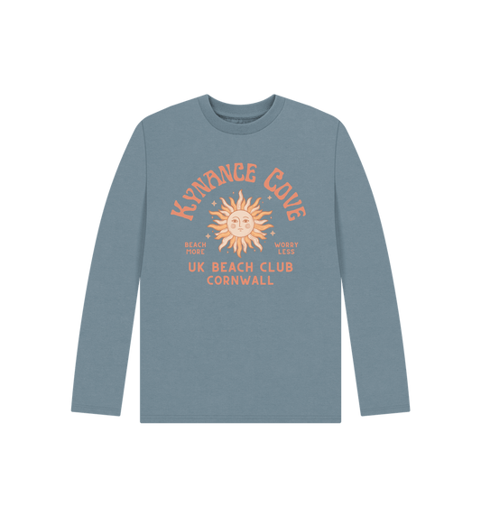 Stone Blue Kynance Cove - Cornwall - Kids Long Sleeve T Shirt - Organic Cotton