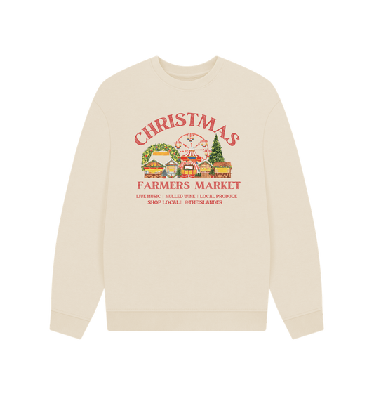 Oat Christmas Farmers Market - Shop Local - Unisex Oversized Style Sweatshirt