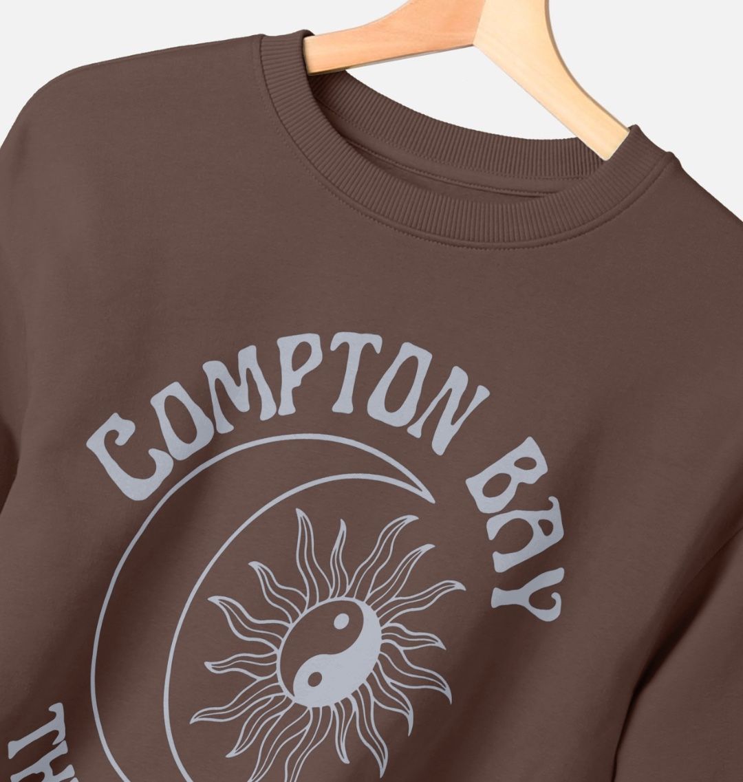 Compton Bay - Lilac writing - Women's oversized style sweatshirt - Sun and Moon - The Islander