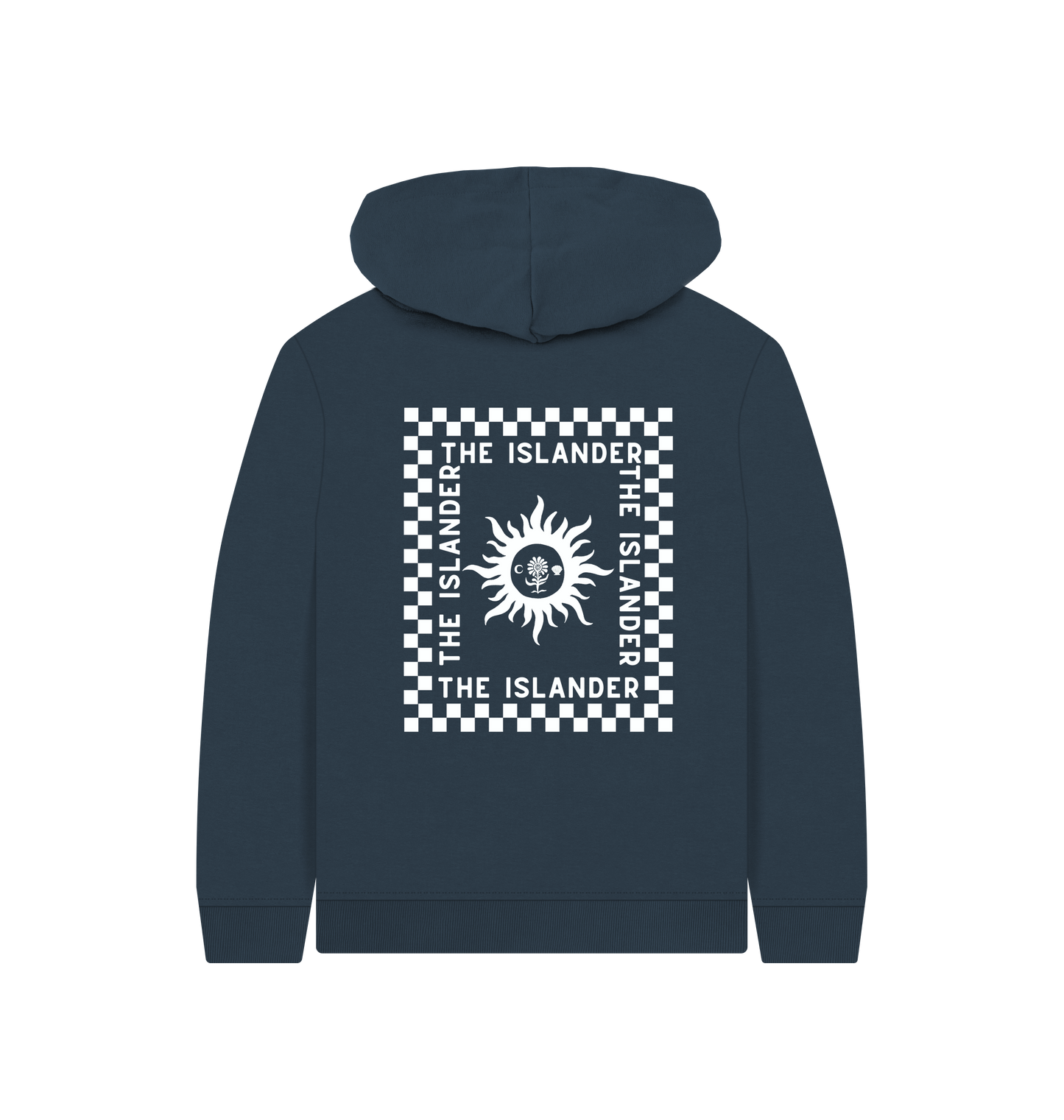 Navy Blue Printed Kids Hoodie Back