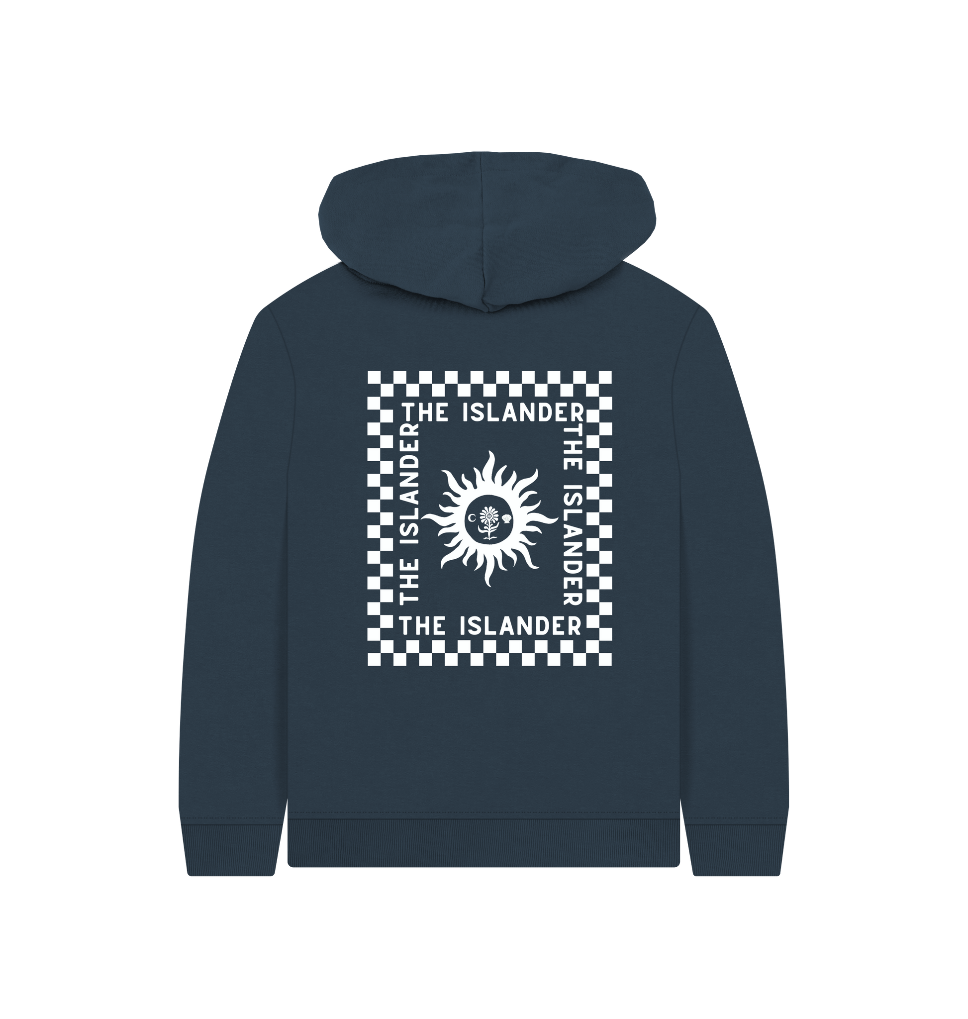 Navy Blue Printed Kids Hoodie Back