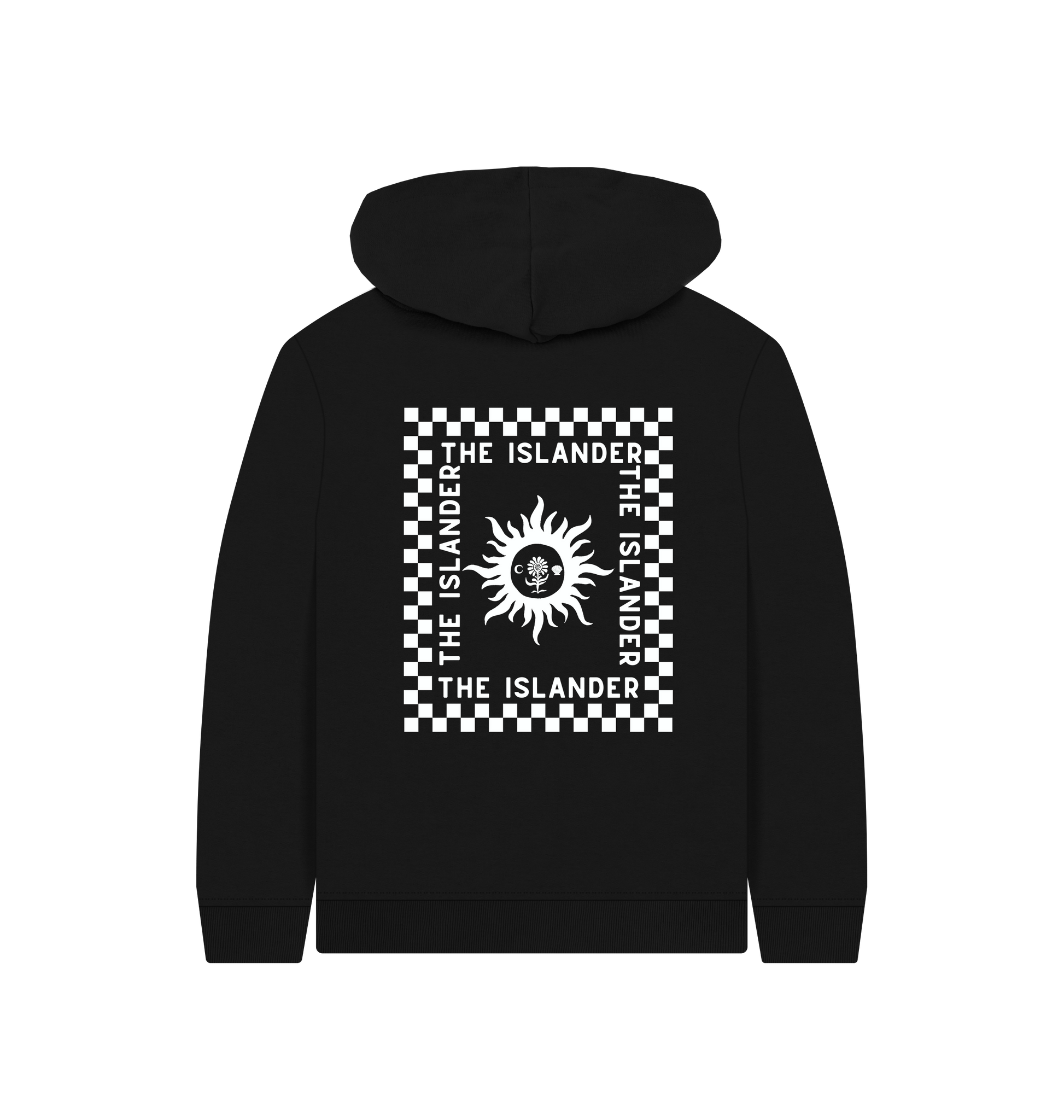 Black Printed Kids Hoodie Back