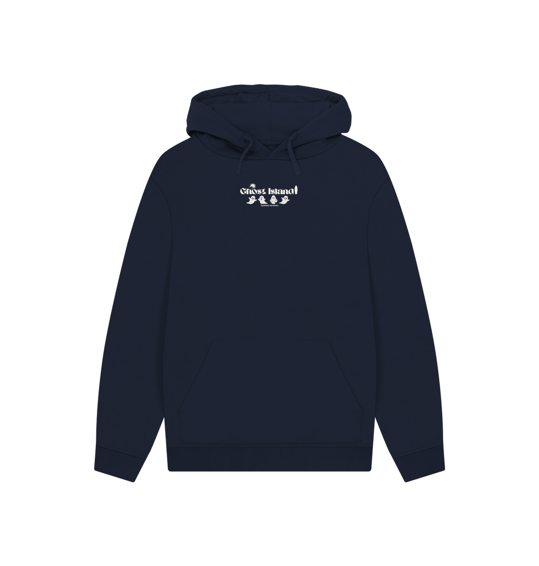 Navy Ghost Island - Unisex Oversized Fit Hoodie - Organic Cotton- Haunting The Waves