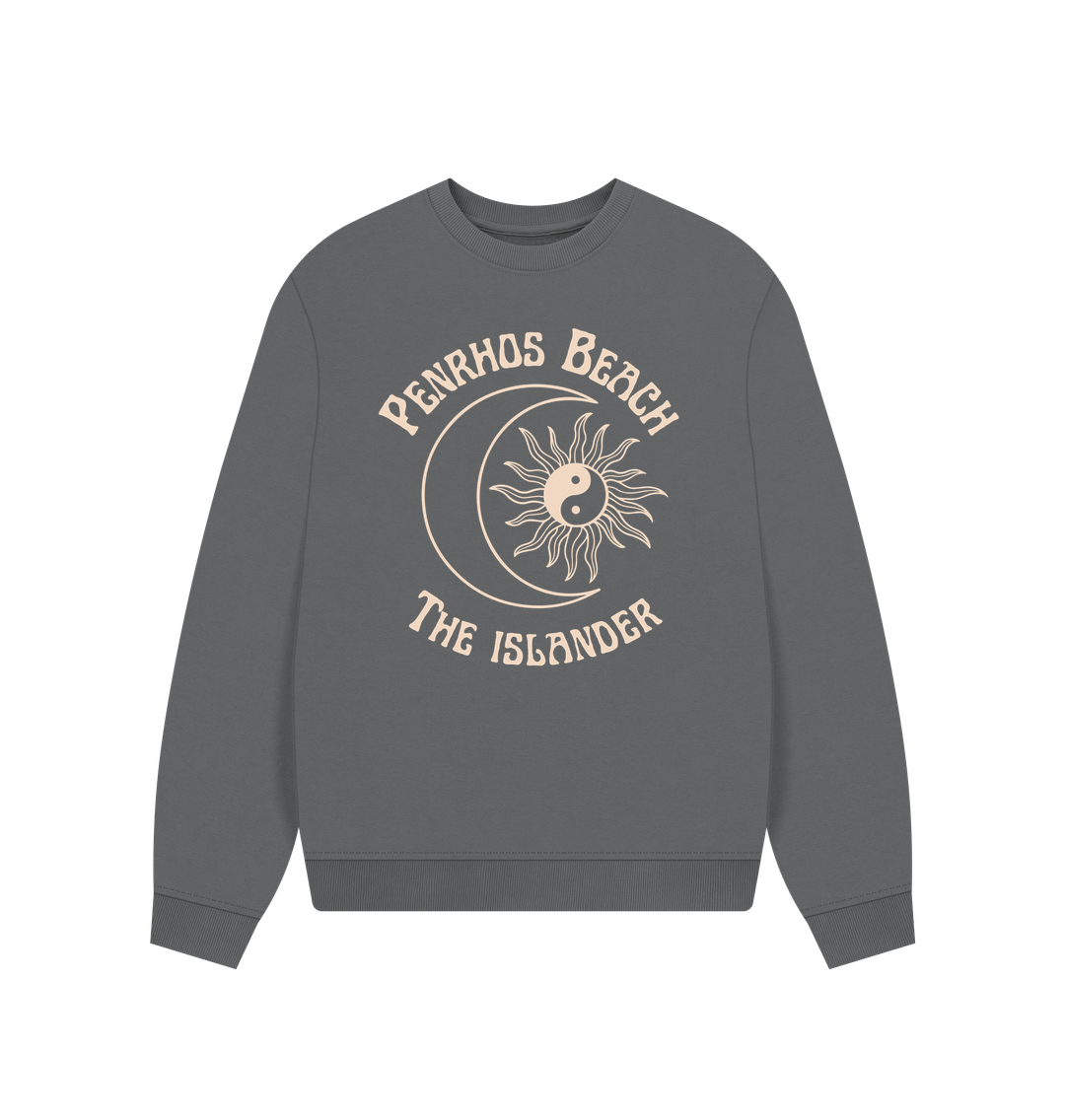 Slate Grey Penrhos Beach - The Islander - Women's Oversized Style Sweatshirt