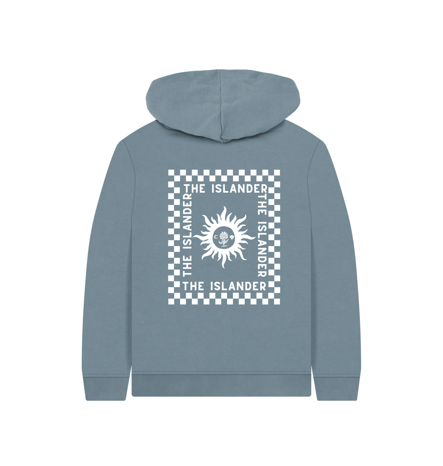 Stone Blue Printed Kids Hoodie Back