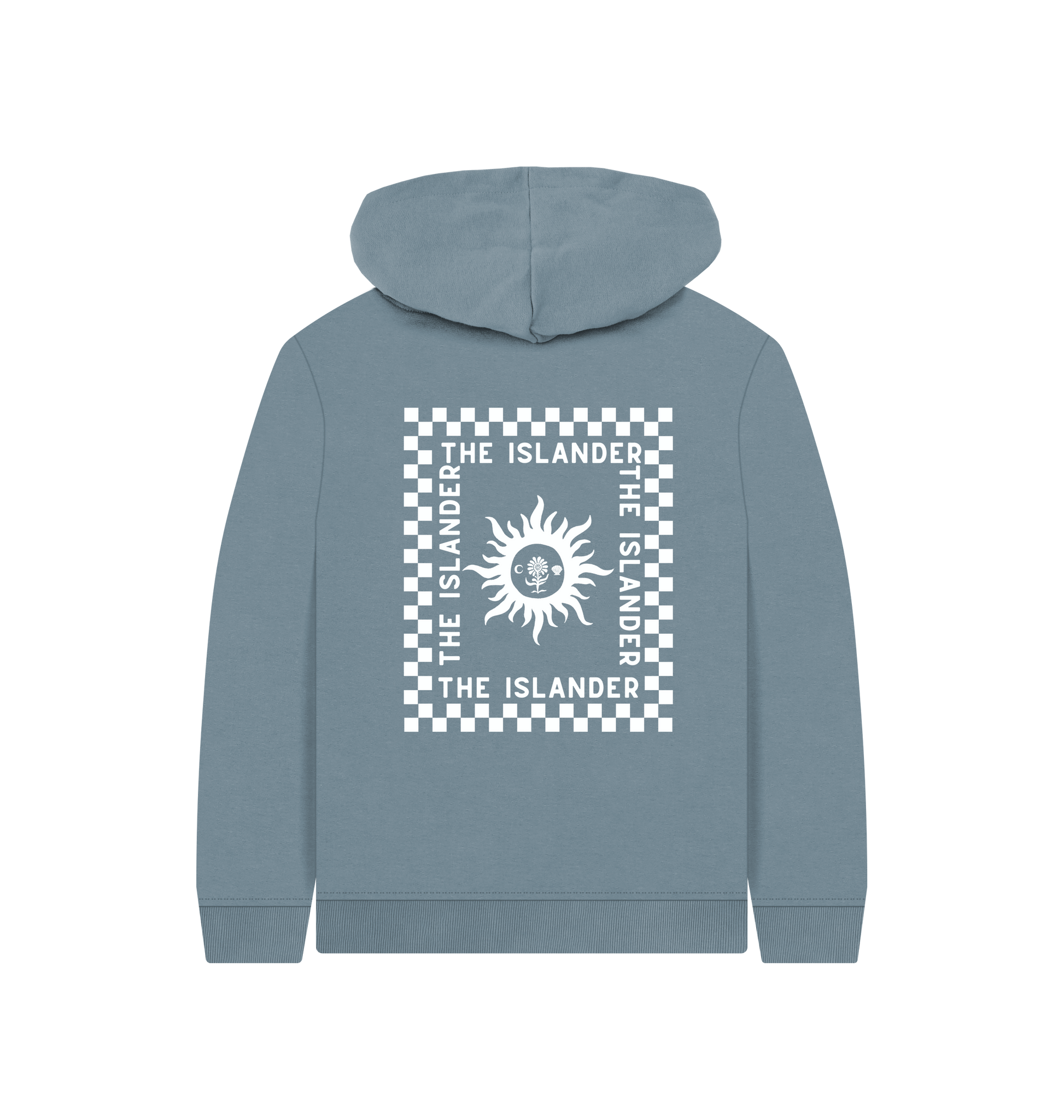 Stone Blue Printed Kids Hoodie Back