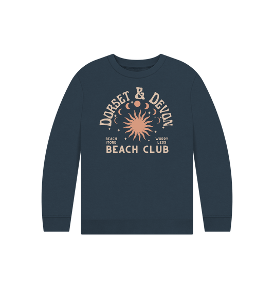 Navy Blue Dorset & Devon Beach Club - Kids Sweatshirt - Organic Cotton