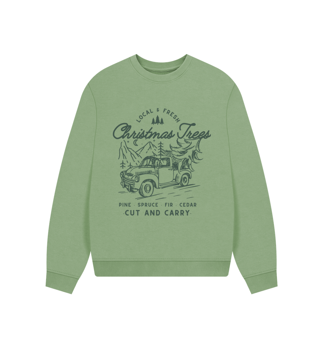 Sage Christmas Tree\u2019s - Womens oversized style sweatshirt