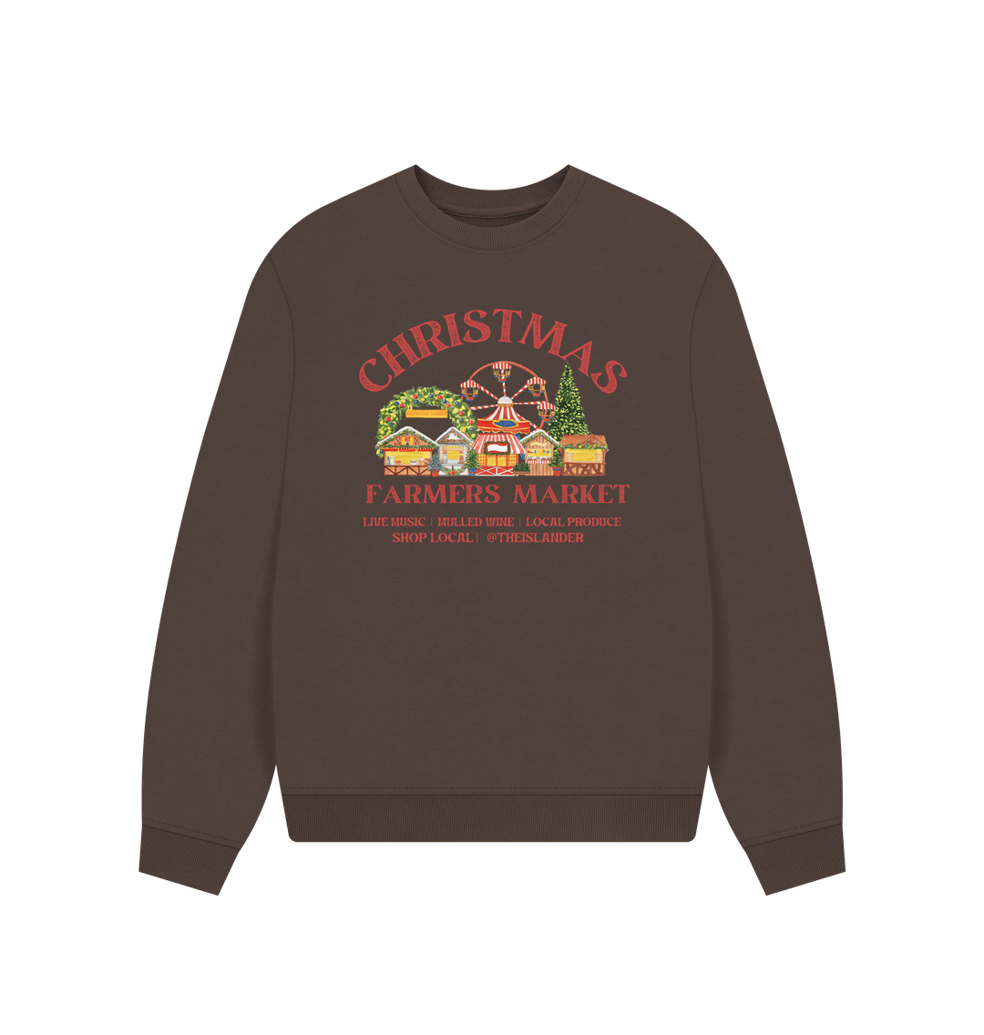 Chocolate Christmas Farmers Market - Women's Oversized Style Sweatshirt