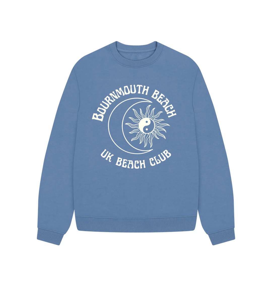 Solent Bournemouth Beach - UK Beach club  - Women's oversized sweatshirt- Sun and Moon design