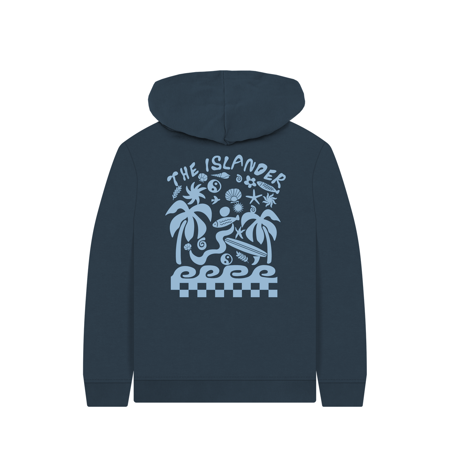 Navy Blue Printed Kids Hoodie Back