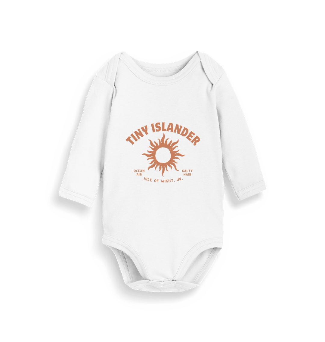 Organic White Tiny Islander - Baby Organic Long Sleeve Body Suite